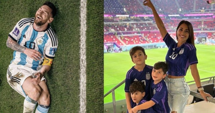 Lionel Messi, Antonella Roccuzzo and their kids.