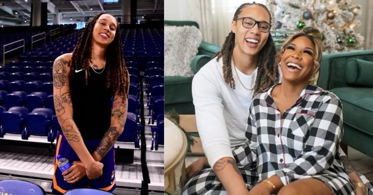 Brittney Griner on the court and with her wife Cherelle Griner