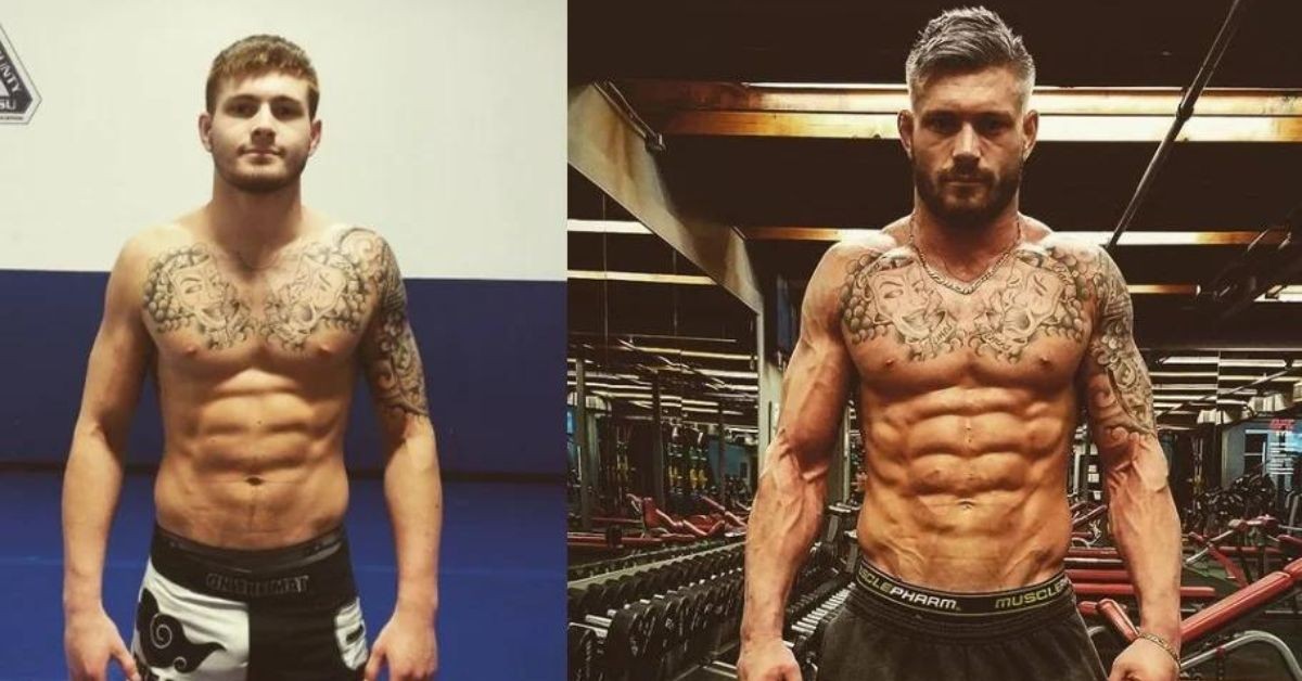 Gordon Ryan's incredible transformation from 163lbs (left) to 232lbs (right) in 18 months