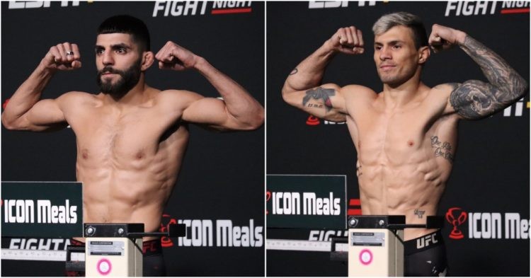 Amir Albazi (left) and Alessandro Costa (right) weigh in for UFC Vegas 66