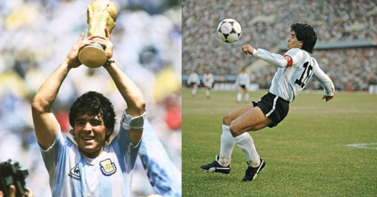 Diego Maradona after winning the FIFA World Cup in 1986
