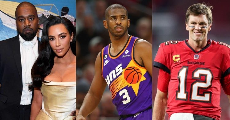 Kanye West, Kim Kardashian, Chris Paul and Tom Brady