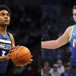 Luka Doncic and Jaden McDaniels on the court