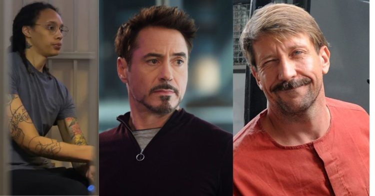 Brittney Griner in prison, Tony Stark played by Robert Downey Jr and Russian arms dealer Viktor Bout