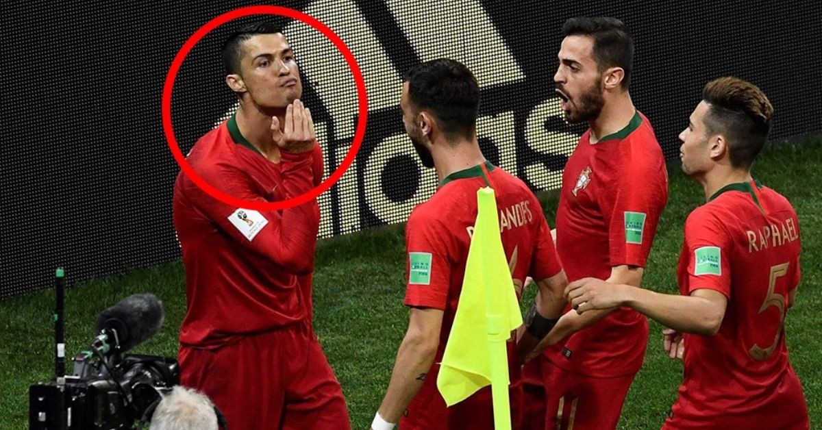 Cristiano Ronaldo celebrating his goal against Spain