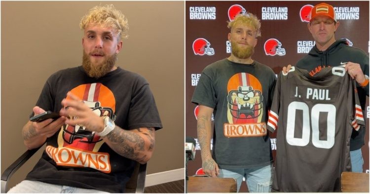 Jake Paul with his Cleveland Browns jersey