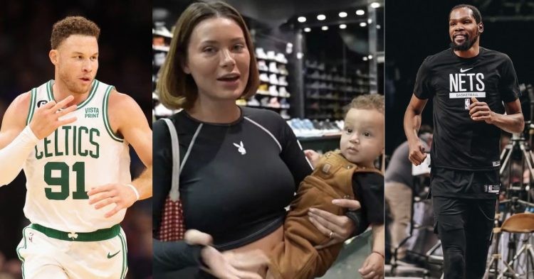 Blake Griffin, Lana Rhoades with Milo, and Kevin Durant