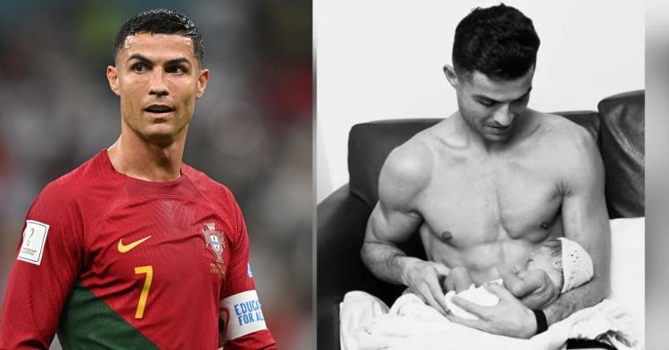 Cristiano Ronaldo with his infant daughter Bella Esmeralda