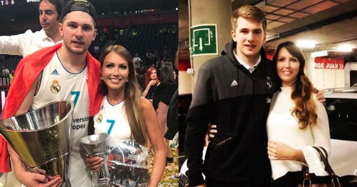 Luka Doncic with his mother Mirjam Poterbin 