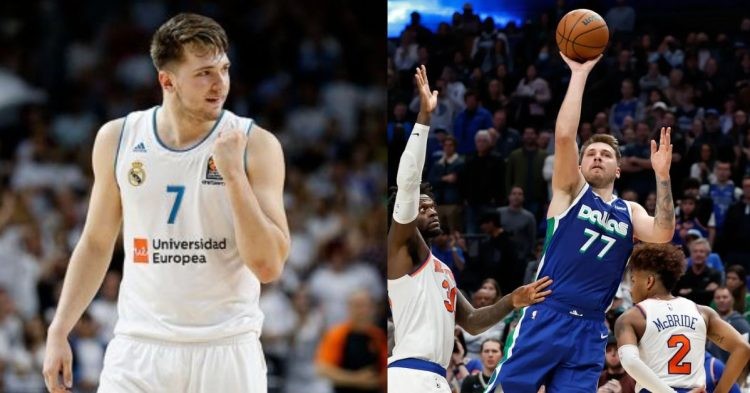 Luka Doncic on the court for Real Madrid and Dallas Mavericks