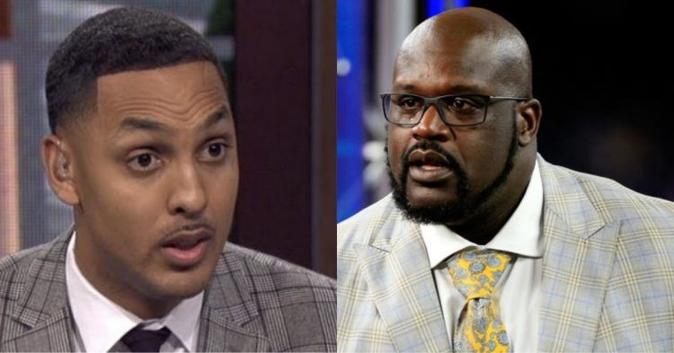 Shaquille O'Neal and Ryan Hollins at ESPN studio debating