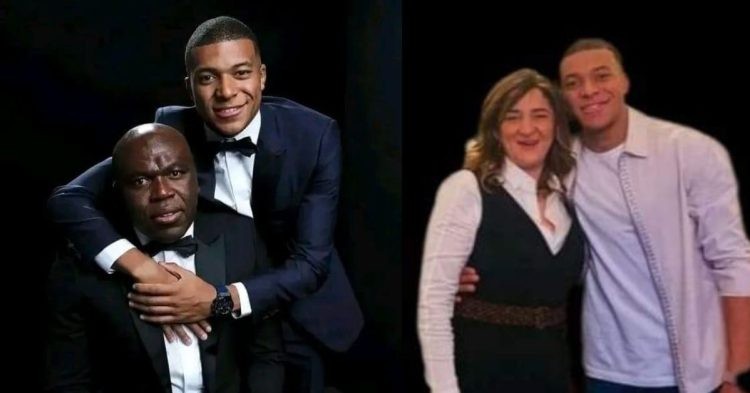 Kylian Mbappe with his parents, Fayza Lamari and Wilfried Mbappe
