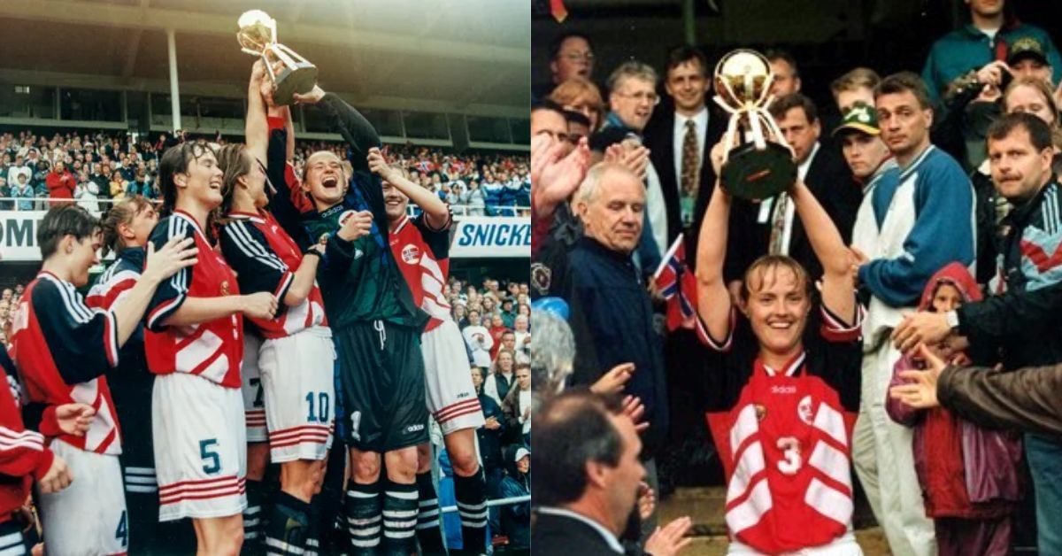 Norwegian players celebrates after winning the FIFA Women's World Cup in 1995