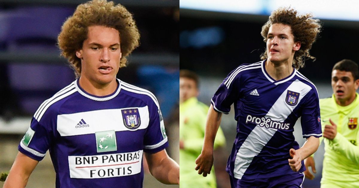 Wout Faes playing for Anderlecht's youth team.