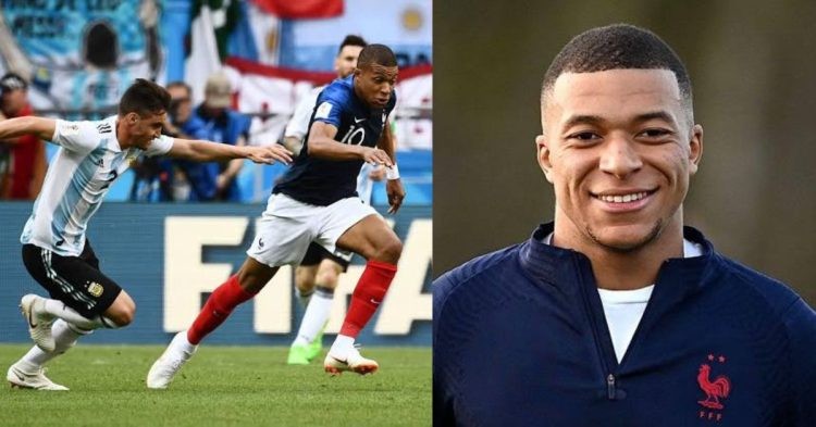 Kylian Mbappe against Argentina in 2018 Russia World Cup