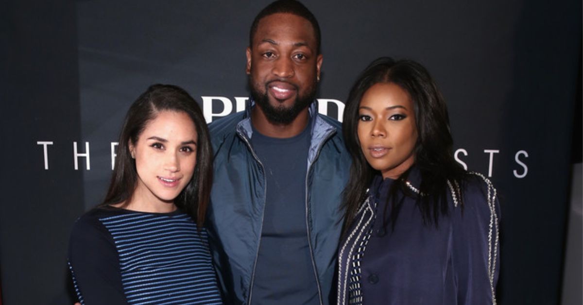 NBA star Dwyane Wade with his wife Gabrielle Union and Meghan Markle