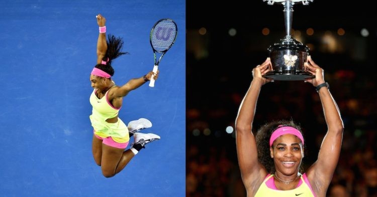 Serena Williams celebrates her Australian Open victory (Credit: Twitter)