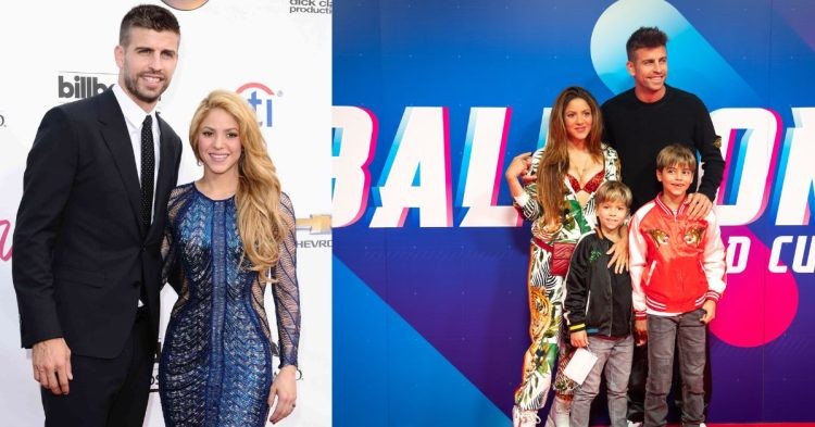 Shakira and Gerard Pique with their children