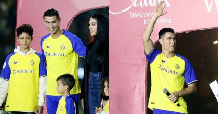 Cristiano Ronaldo being presented to the fans at Mrsool Park, Riyadh.