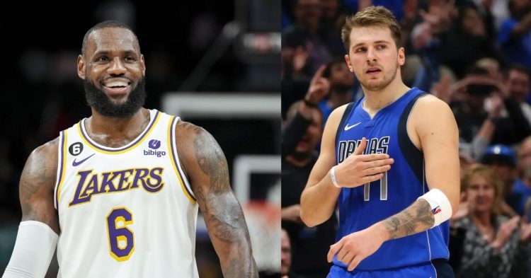 Luka Doncic and LeBron James on the court