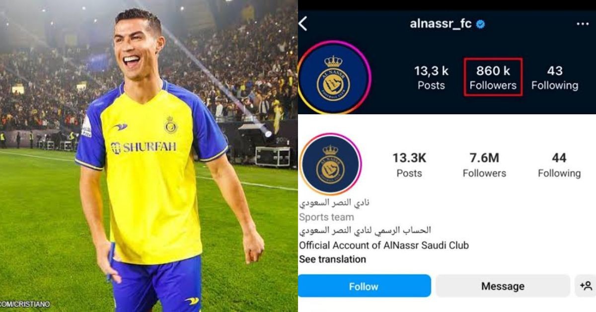 Ronaldo's arrival let to do the increase of followers of Al-Nassr's instagram handle (credits- Daily Mali)