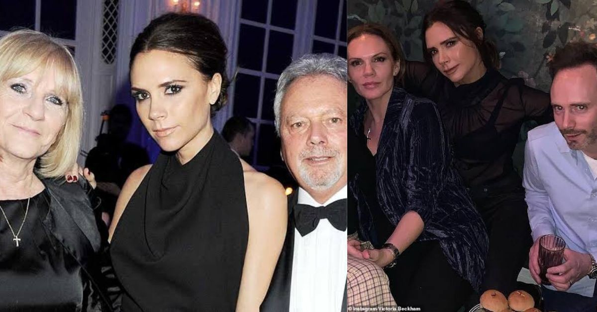 Victoria Beckham with her parents and siblings