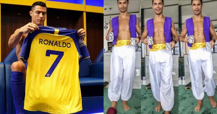 Cristiano Ronaldo dressed as Aladdin
