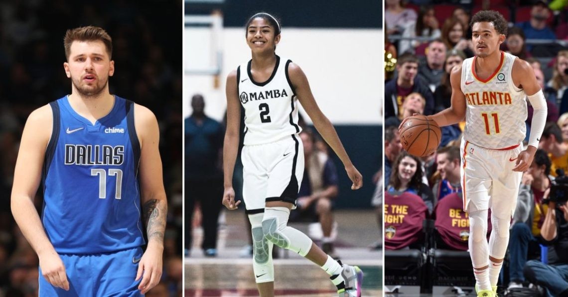 Luka Doncic, Gigi Bryant, and Trae Young