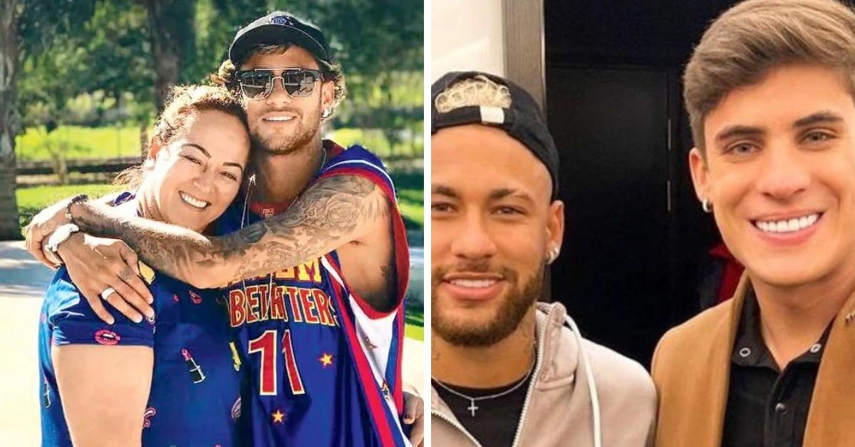 Neymar with his mother and Tiago