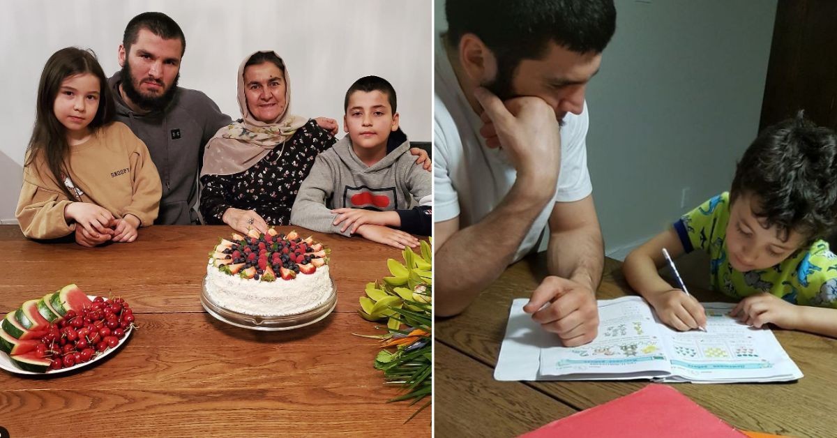 Artur Beterbiev with his mother and kids