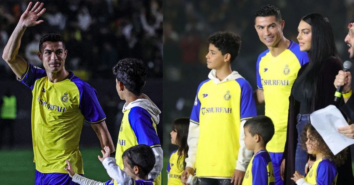 Cristiano Ronaldo with his family during his Al-Nassr presentation