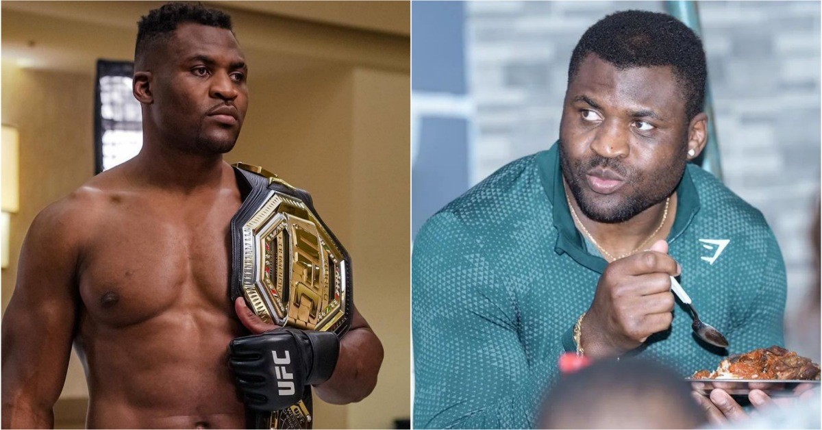 Francis Ngannou with UFC title