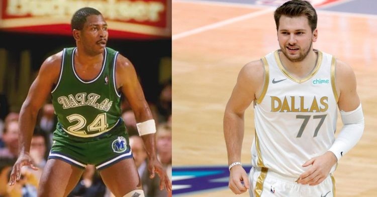 Luka Doncic and Mark Aguirre on the court
