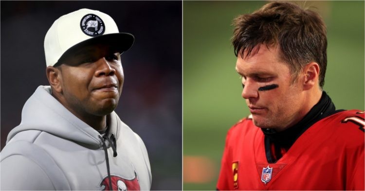 Byron Leftwich (left) and Tom Brady (right)