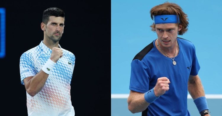 Novak Djokovic and Andrey Rublev (Credit: ATP Tour)