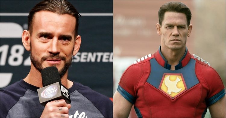 CM Punk (left) and John Cena as Peacemaker (right)