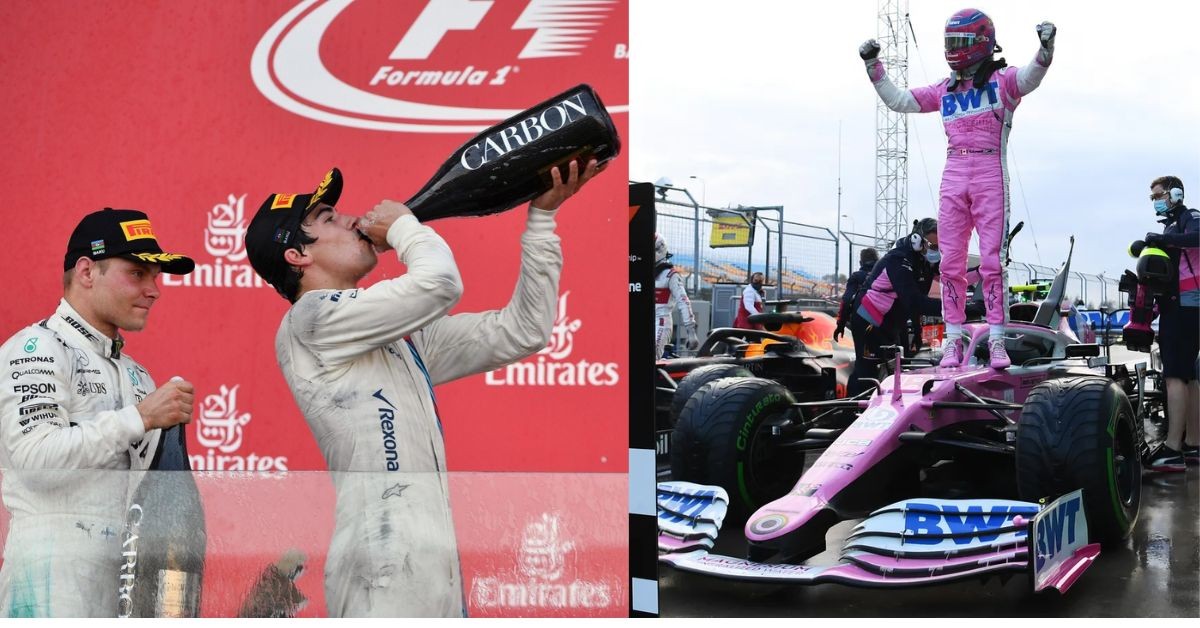 Lance Stroll's maiden F1 podium (left) , Lance Stroll's first pole (right) (Credit- F1, The Guardian)