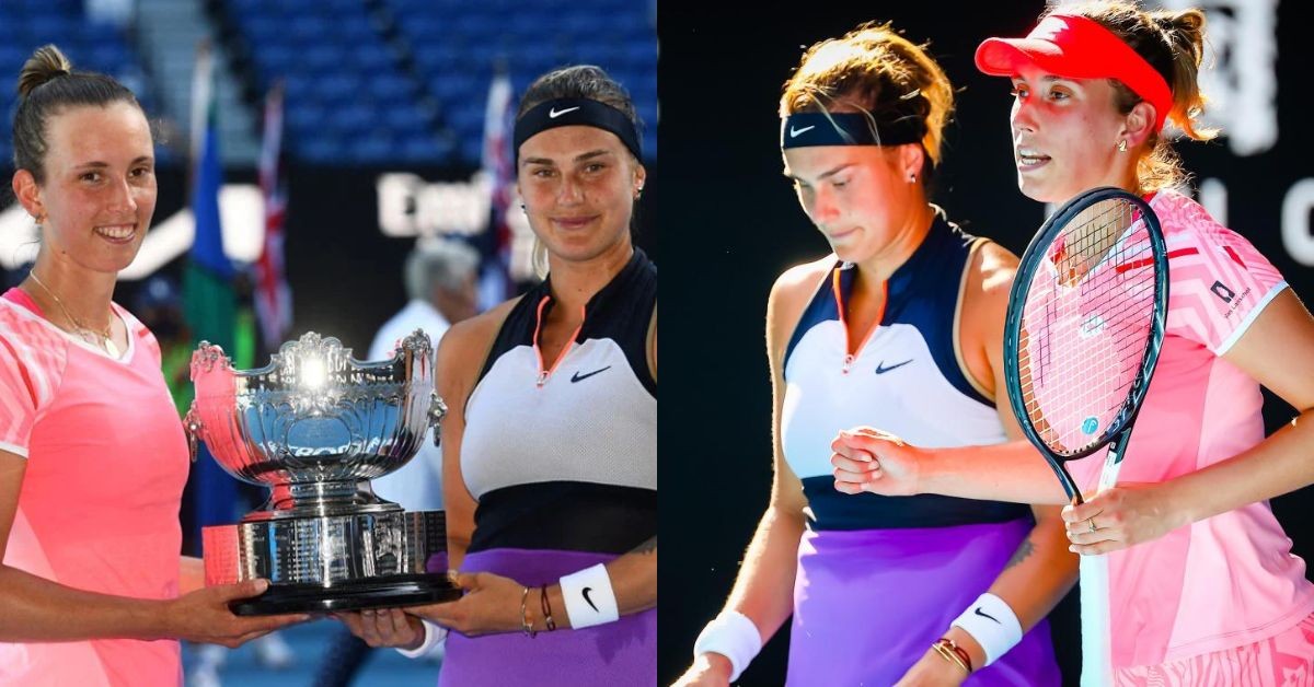 Aryna Sabalenka and Elise Mertens with their 2021 Australian Open doubles title (Credit: CNN)