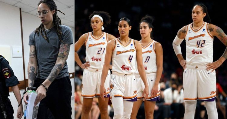 Brittney Griner being arrested and with her fellow WNBA players
