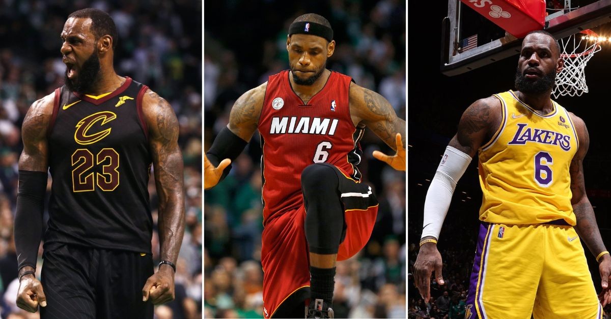LeBron James in Cavs, Heat and Lakers 