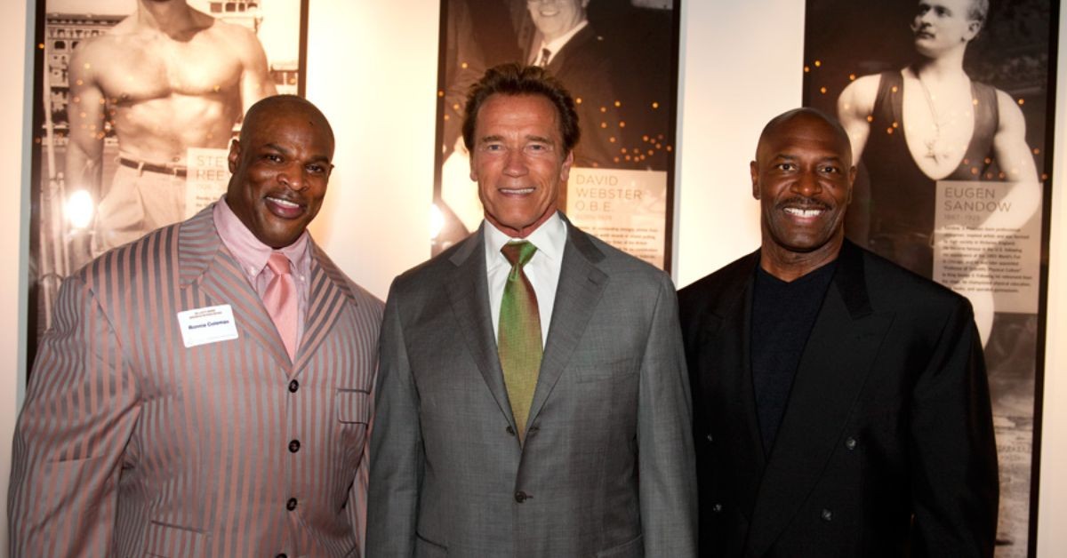 Ronnie Coleman, Arnold Schwarzenegger and Lee Haney (Credit: Joe Weider)