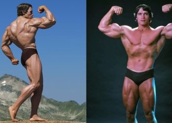 Arnold and Arnold flexing (Credit: Greatest Physiques and Business Insider India)