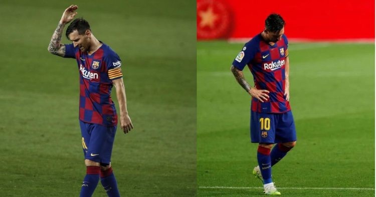 Lionel Messi's angry reaction after scoring a goal against Osasuna