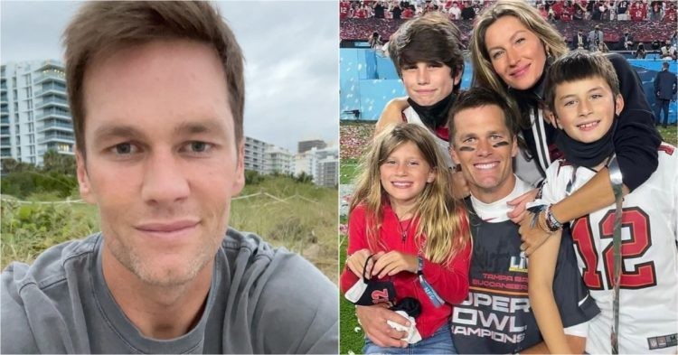 Tom Brady with his wife and children