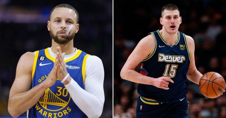 Golden State Warriors' Stephen Curry and Denver Nuggets' Nikola Jokic