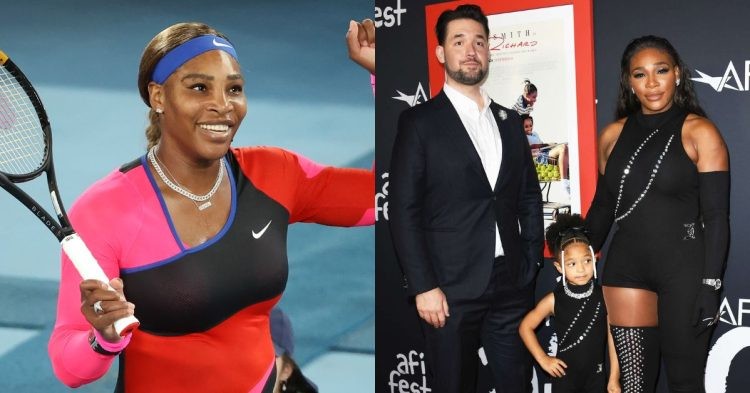 Serena Williams with her husband Alexis Ohanian and daughter Olympia Ohanian (Credit: People)