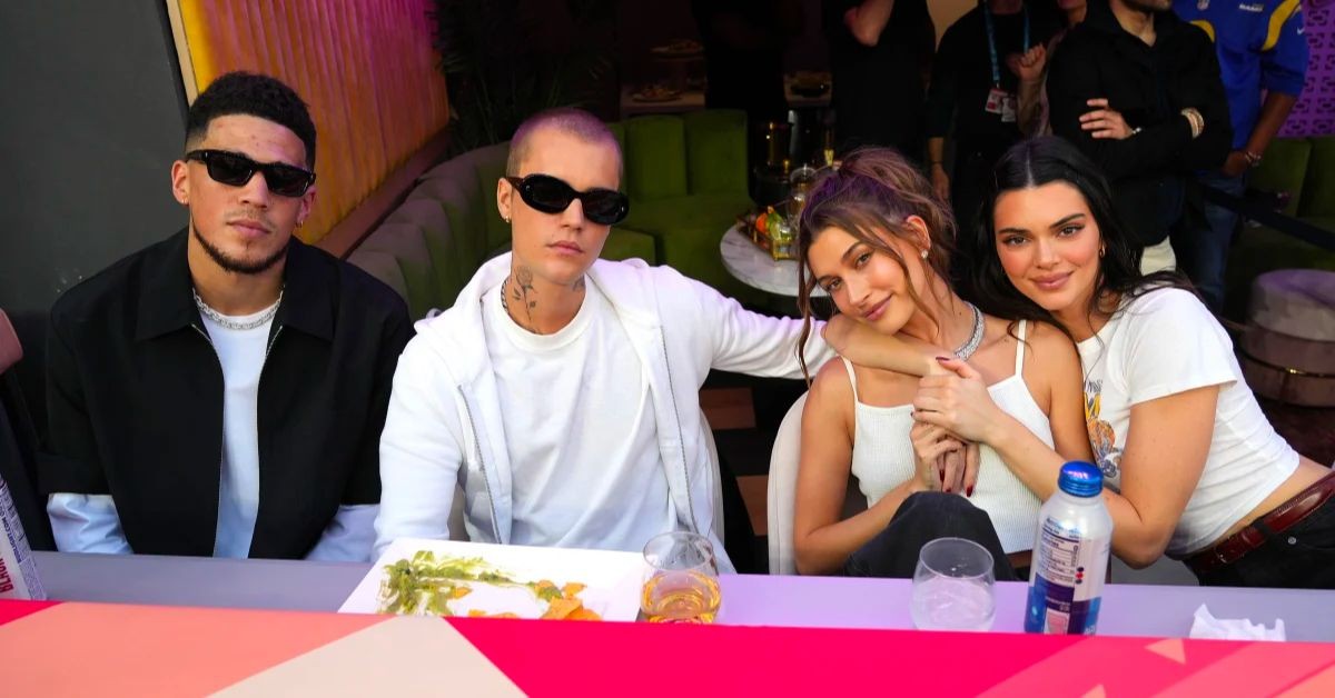 Devin Booker with Justin Bieber, Hailey Bieber, and Kendall Jenner