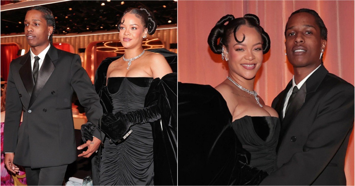 Rihanna with A$AP Rocky at 2023 Golden Globes