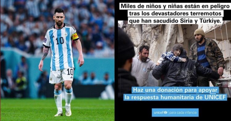 Lionel Messi appeals fans to donate for Turkey-Syria Earthquake victims.