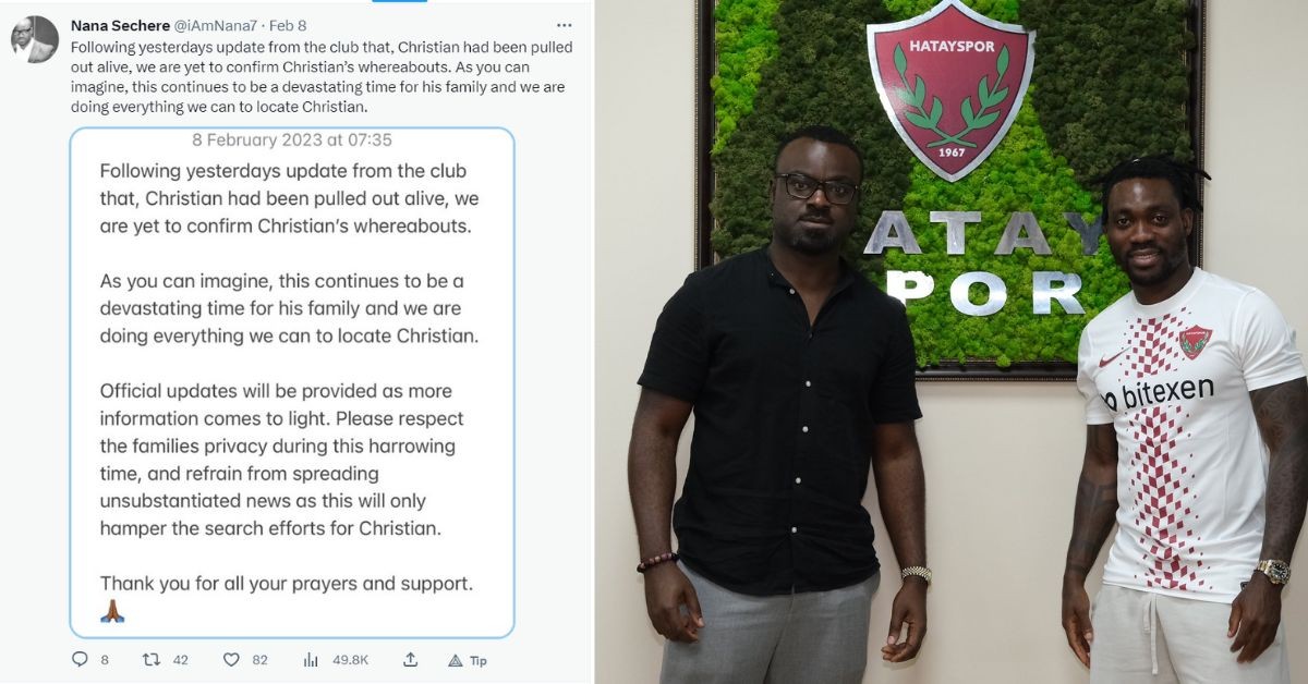 Nana Sechere confirms that Christian Atsu is still missing